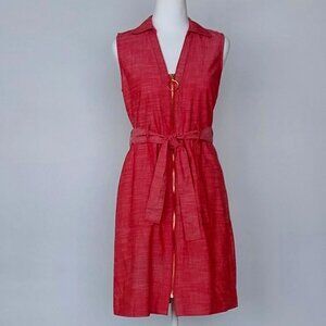 Sharagano Women’s Sleeveless Front Zipper Belted Red Dress Size: 4 NWOT